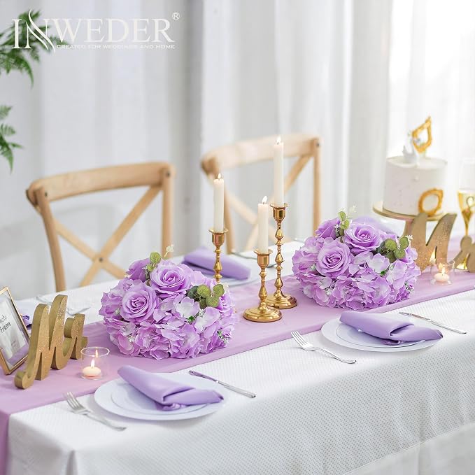 Purple Flowers Balls for Centerpieces: 10 PCS 11.8" Diam Flower Centerpieces for Tables in Wedding Reception Decorations Arrangement for Party Celebration Planners