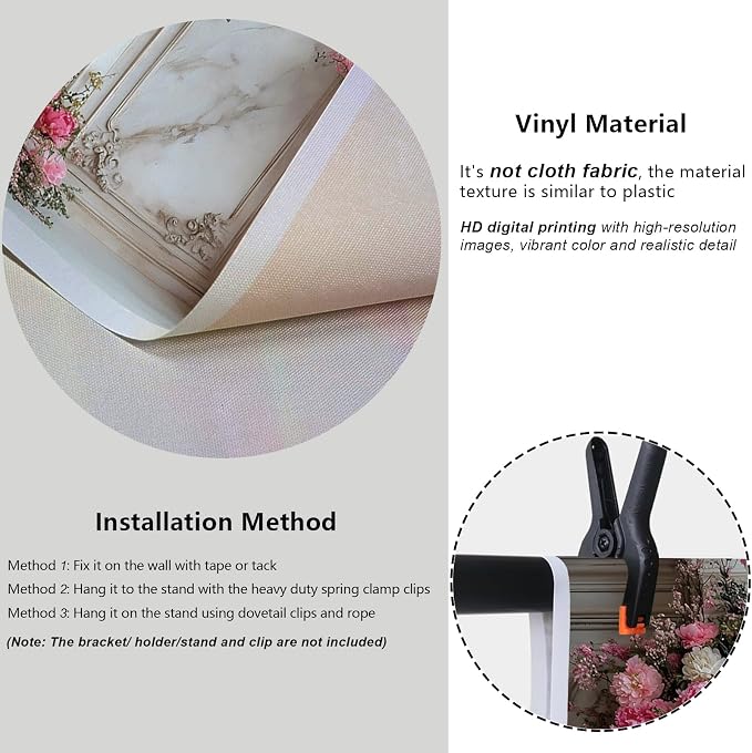 YongFoto European Relief Marble Archway Wall 6x4ft Blooming Rose Flower Elegant Romantic Photography Background Bday Bridal Shower Wedding Party Banner Portrait Photoshoot Wallpaper Photo Booth