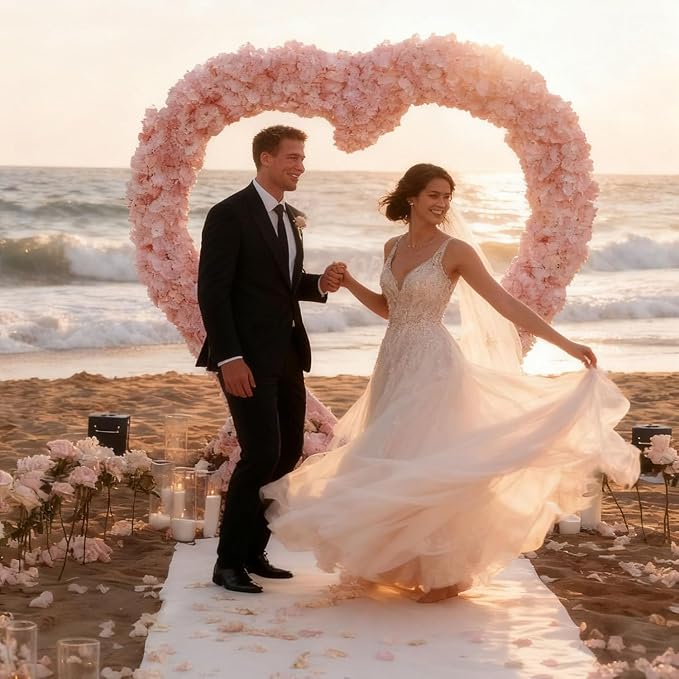 6.7 Ft Heart Arch Stand for Proposal, Heavy Duty Gold Metal Heart Shape Wedding Arch Photo Backdrop Stand– Supplies for Wedding, Valentine's Day, Engagement and Birthday Party (Gold)