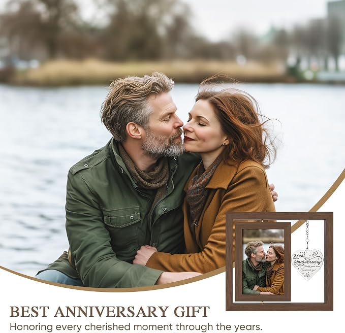 20th Anniversary Picture Frame Gifts for Wife Husband Couple Him Her Men Women Parents, 20 Year Anniversary Wedding Gifts, Twenty Year Twentieth Anniversary Personalized Gift