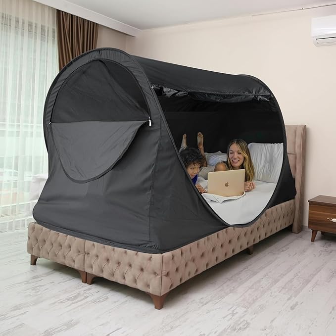 LEEDOR® Bed Tent Dream Tent Bed Canopy Shelter Cabin Sleeping Tent Indoor Pop Up Privacy Warm Breathable Mosquito Mesh Twin/Full/Queen for Kids and Adult (Mattress Not Included)