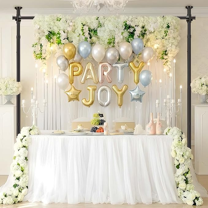 JILRON Backdrop Stand Heavy Duty Spring-Loaded Adjustable Photo Backdrop Stand, Sturdy Thickened Support, Adjustable Width 35-100" Height 43-120", Easy Setup for Photography, Parties- Black