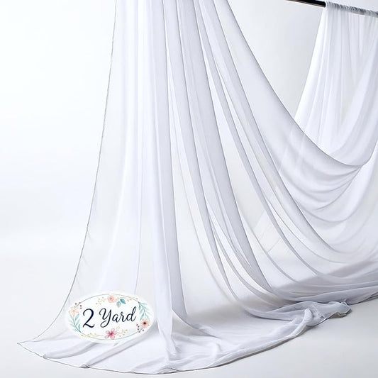 New Star Fabrics Chiffon Fabric, Continuous 60" Wide (30ft) Sheer Material, 100% Soft Polyester, Ideal for Wedding, Party, Event Decor, Draping, and Dresses (White, 3 Yards)