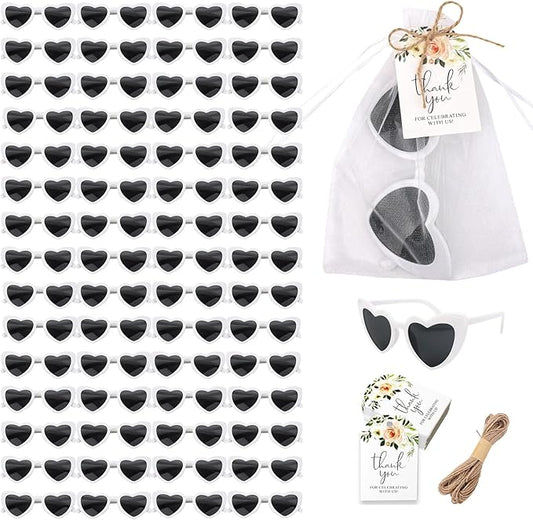 60 Sets of Heart-Shaped Sunglasses, Bulk Wedding Party Favors, Souvenirs and Reception Gifts for Guests