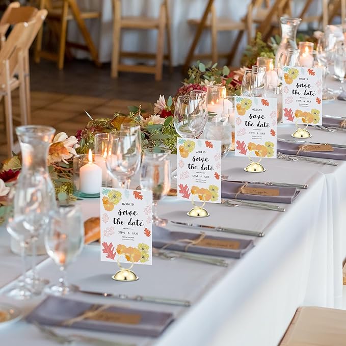 MorningRo 24 Pcs Wedding Table Place Card Holders Metal Table Number Holders Stand Sign Tabletop Menu Stands Sign for Wedding Christmas Restaurant Banquet(Gold)