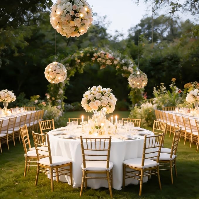 12 Pack White Tablecloth 90 Inch Round Table Cover | Wrinkle Resistant, Machine Washable Reusable, Wedding, Banquet, Restaurant, Party, Baby Shower,Indoor Outdoor Events