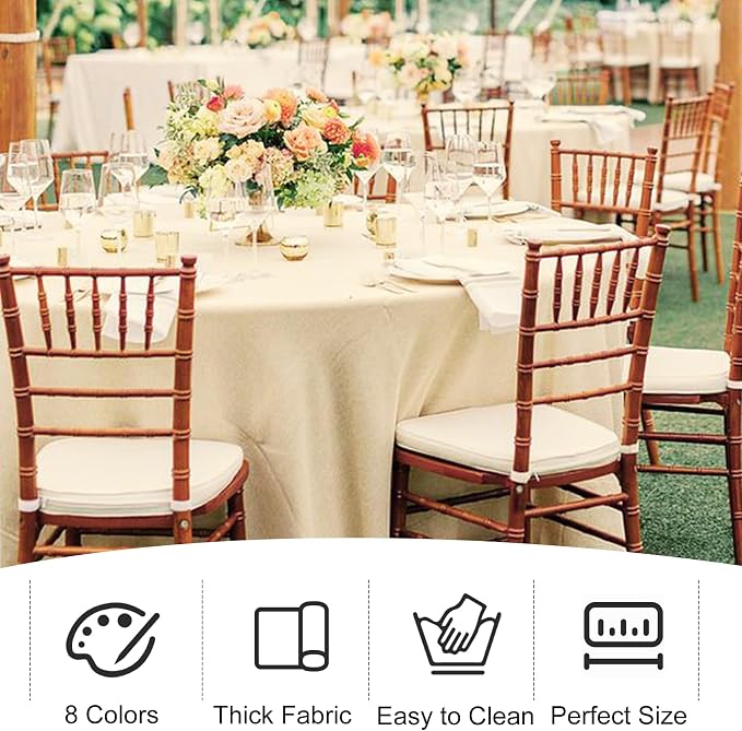 4 Pack 90 Inch Round Tablecloth Polyester Washable Table Covers for Wedding Dining Table Buffet Parties Banquet Decor（Champagne）