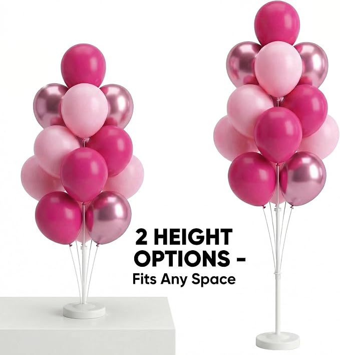 Pink Balloon Column Kit Floor Set of 2-Balloon Tower Stand Sticks with Water Base&Pole,Balloon Pillar Backdrop For Baby Shower Graduation Retirement Engagement Tea Casino Party Decor