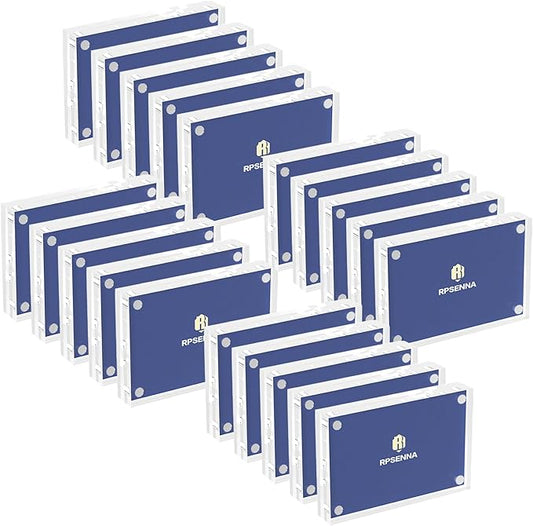 Mini Picture Frame 2.5x3.5 inch Acrylic Magnetic Photo Business Clear Card Frame 20mm Thick Double Sided Wallet Size Desktop Display Frames for Cards Photos Office Home Decor 20 PCS