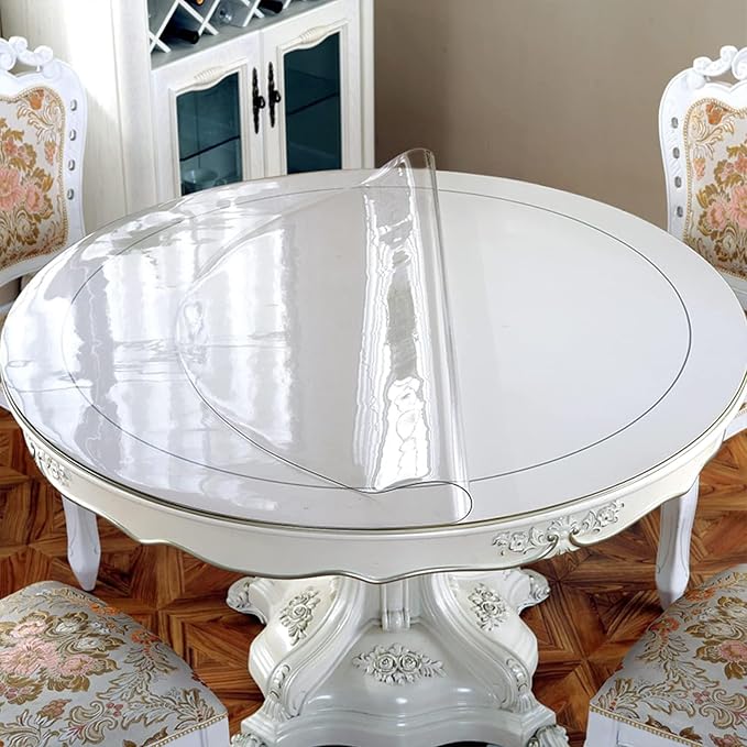 LovePads Round Clear Table Protector, 1.5mm Thick 30 Inch Plastic Table Cover, Waterproof Vinyl Tablecloth Round Protective Tabletop Pad for Kitchen Countertop Coffee Desk, Heavy Duty & Easy to Clean