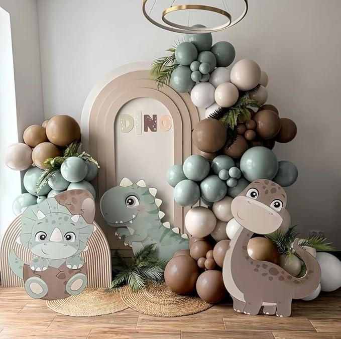Dusty Green Nude Balloon Arch Double Stuffed Sage Green Brown Beige White Sand Cream Balloon Garland Kit for Neutral Baby Shower Birthday Wedding Woodland Wild One Fall Dinosaur Party Decor