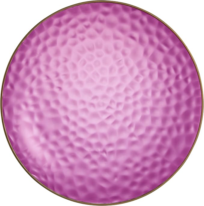 PLASTICPRO 30 Pack Hammered Plastic Plates Heavyweight Disposable Elegant Translucent Purple Hammered Platsic Party Dishes with Gold Rim (Hamered Purple With Gold Rim, 10'' INCH PLATES)