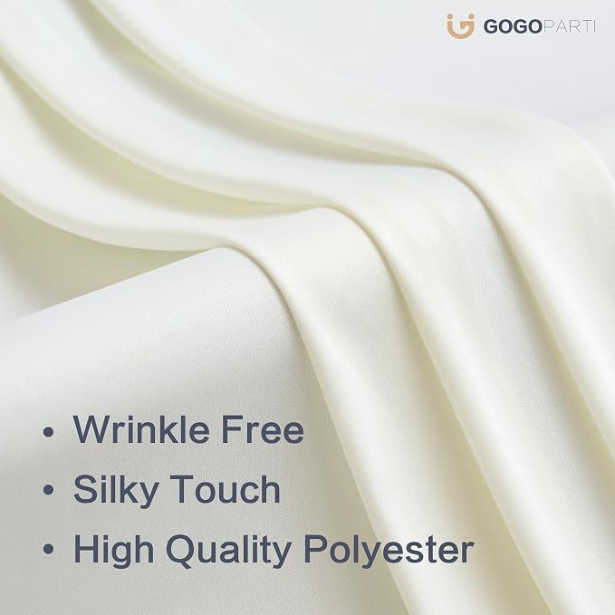 30x14ft Ivory Backdrop Curtains for Wedding Party, 6 Panels 14 ft Long Back Drop Cloth, Wrinkle-Free Polyester Drapes for Birthday, Baby Shower, Stage Photography Background