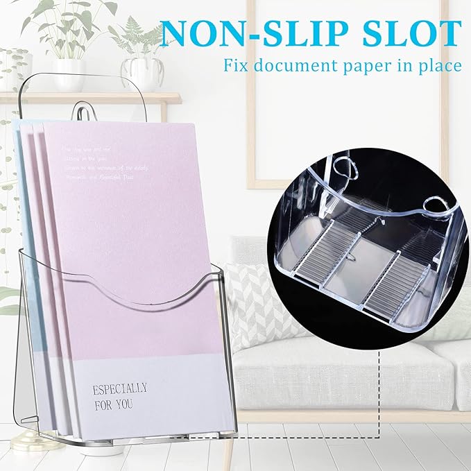 Yookeer 20 Pieces Acrylic Brochure Holder 4 x 8 Inches Rack Card Holder Clear Pamphlet Holders Display Stand for Vendors, Brochure, Trifold, Magazine, Pamphlet, Booklets
