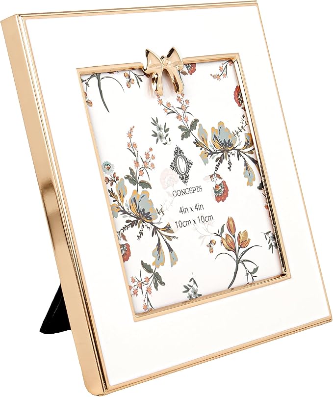 Concepts Enamel Metal Picture Frame Elegant Decorative Luxury Tabletop Photo Display Giftable Romantic Vintage-Inspired Feminine Keepsake Wedding Anniversary Home Decor