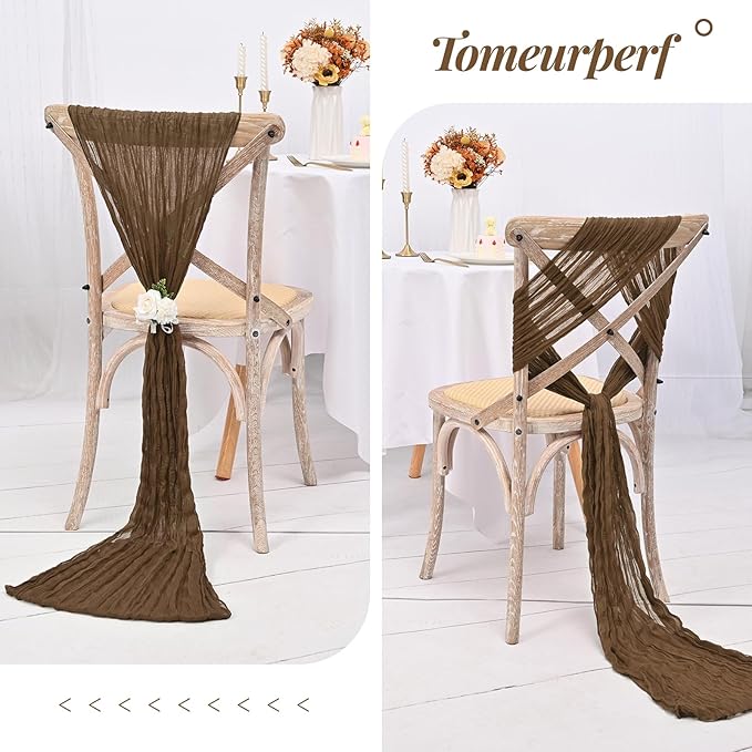 16 Pack 10Ft Cheesecloth Table Runner Brown, 20 x 120 Inch Rustic Gauze Boho Cheese Cloth Table Runners Wedding Long Table Runner for Wedding Party Bridal Shower Table Decoration