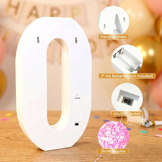 12.6 Inch LED Pink Marquee Light Up Numbers, Sweet 50th Birthday Decorations Number Lights as Gifts for Women, Glitter Lighted Marquee Numbers for Pink Anniversary Party Table Decor, 50