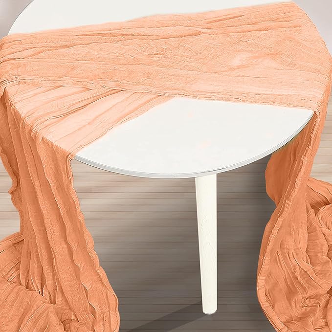 6 Pack Coral Cheesecloth Table Runner 35x120 Inch 10Ft Rustic Gauze Cheese Cloth Table Runner Sheer Cheesecloth Table Runners for Wedding Party Bridal Shower Decoration