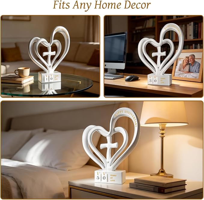 Wedding Anniversary Heart Sculpture Gifts Best for Couple Parents Wife Husband Unique 10th 25th 50th Anniversary Wedding Gift Ideas