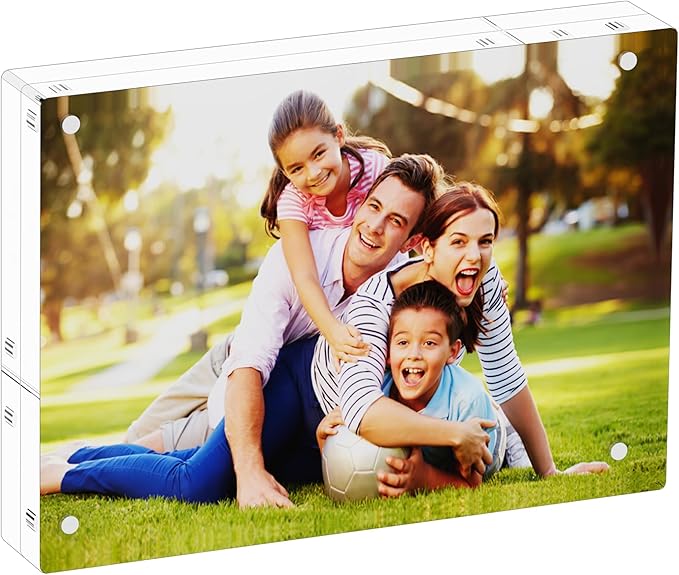 Mini Picture Frame 4x6 inch Clear Acrylic Magnetic Photo Business Card Frame 20mm Thick Double Sided Wallet Size Desktop Display Frames for Office Home Decor Photos Cards (4"x 6", 1pcs)