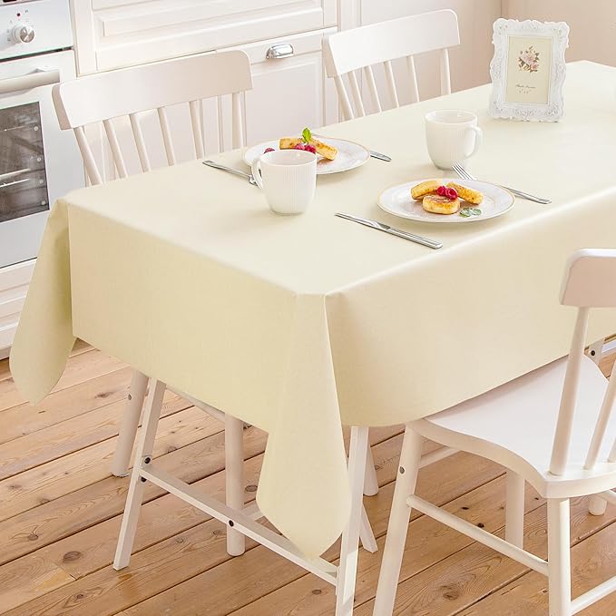12 Pack Beige Tablecloths for Rectangle Tables Stain and Wrinkle Resistant Washable Polyester Tablecloth 60 x 102 Inch Table Cloth Rectangle Table 6 Foot Rectangle Table Cloth for Wedding Party