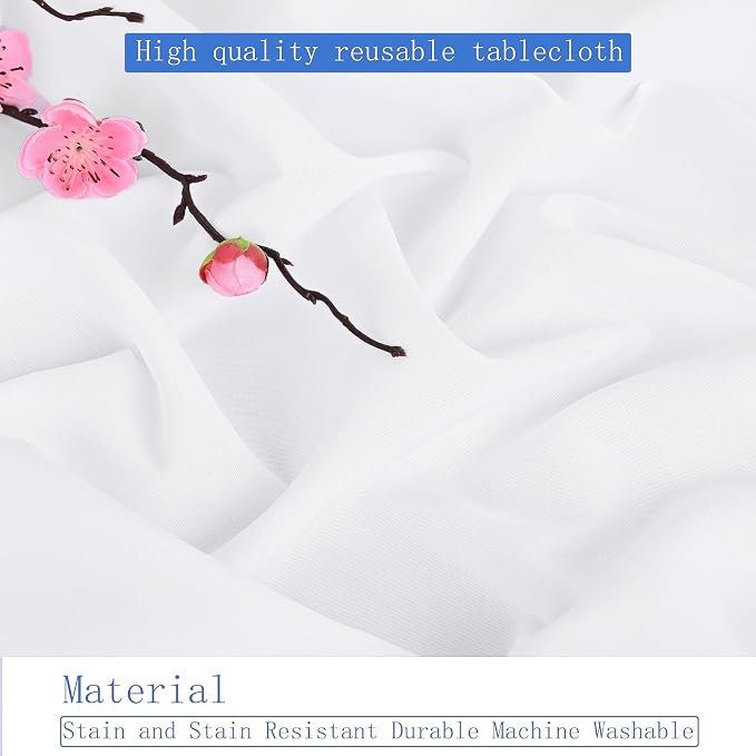Polyester Tablecloth, 10pack 60inch White, for Round Tables, Fabric Tablecloths, Washable, for Wedding Party