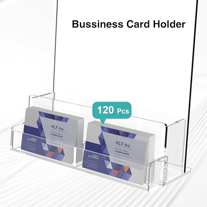 Brochure Holder 8.5x11 Inch Acrylic Literature Holders Clear Flyer Display Stand with Business Card Slot Pamphlet Holder Multi Purpose Organizer for Office, Lobby, Hotels, Trade Shows, 2 Pack