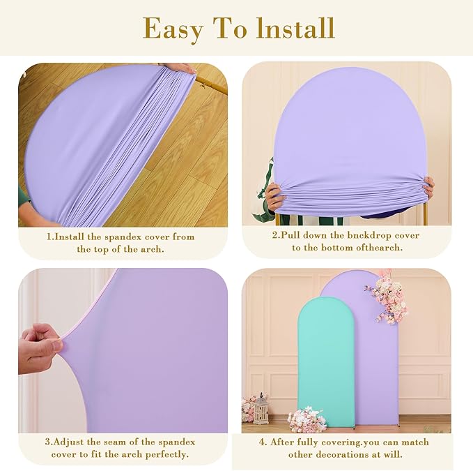 Purple and Blue Arch Cover 2 Set-7.2FT and 6FT Arch Backdrop Cover Spandex Fitted Mermaid Arch Stand Covers for Under The Sea Birthday Party Wedding Baby Shower Ceremony Photo Background