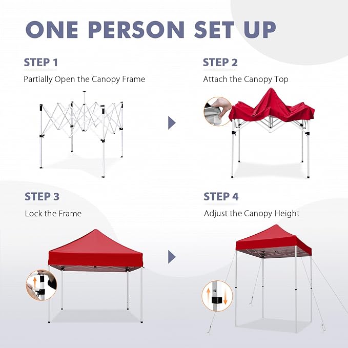5x5 Pop Up Canopy Tent, Instant Portable Beach Canopy, Outdoor Tent with Carry Bag for Camping, Sports, Tailgating, Events, Burgundy