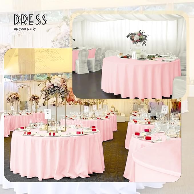 YMHPRIDE 6 Pack Round Tablecloths - Pink, 90 Inch Polyester Round Table Cloth, Washable Fabric Table Covers for Wedding, Party, Dining, Banquet