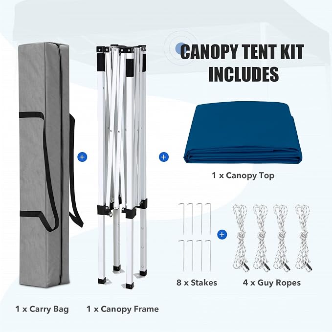 EAGLE PEAK 5x5 Pop Up Canopy Tent Instant Outdoor Canopy Easy Set-up Straight Leg Folding Shelter, Dark Blue
