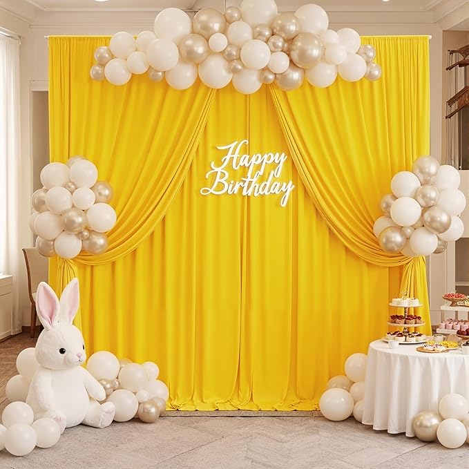 40ftx10ft Wrinkle Free Yellow Backdrop Curtains for Parties, Thick Fabric Lemon Photo Backdrop Drapes 8 Panels 5x10ft for Weddings Birthday Photography Background Curtains
