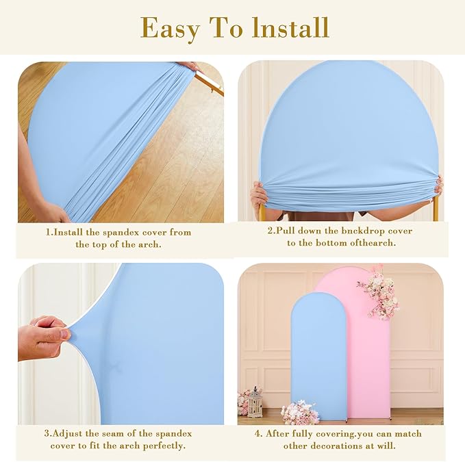 Pink and Blue Arch Cover 2 Set- 7.2 and 6ft Gender Reveal Arch Backdrop Cover Spandex Arch Stand Covers for Baby Shower Boys or Girls Birthday Party Banquet Photo Background Decorations