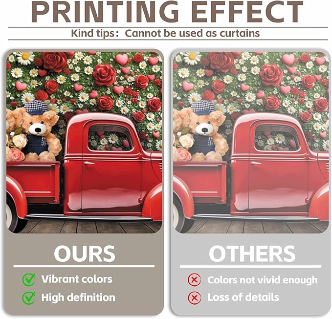 15x8ft Vinyl Red Car Backdrop Valentines Bear Floral Wall Truck Photography Background Wedding Bridal Engagement Party Decorations Studio Props