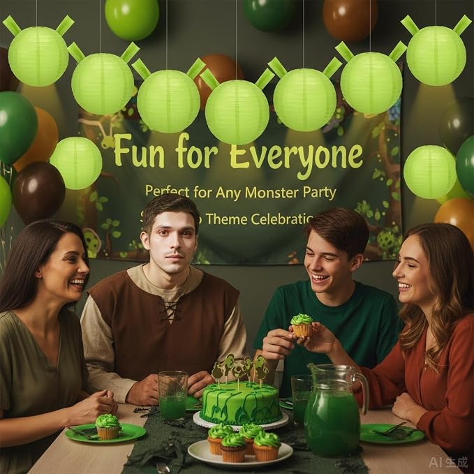 Swamp Party Decorations Green Paper Lanterns Chinese Hanging Round Paper Lanterns Decorative for Birthday Wedding Baby Shower Decorations
