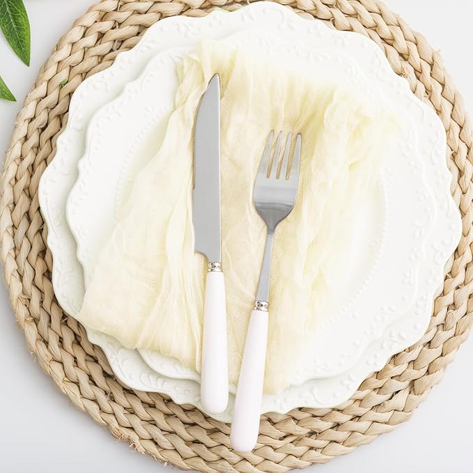 Beige 60 Pack Cheesecloth Napkins Washable 21x21 Inches Beige Cloth Napkins Set of 60 Dinner Table Napkins for Wedding Summer Bridal Baby Shower Rustic Boho Cotton Gauze Party Table Decor