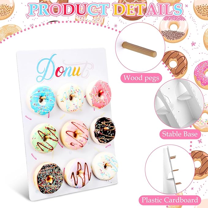 Jetec Donut Stand Donut Display Stand 2026 Graduation Wedding Party Desserts Holder Wall Reusable Board Dessert Table Holder for Birthday Party Supplies for Wedding Baby Shower Treat(White)