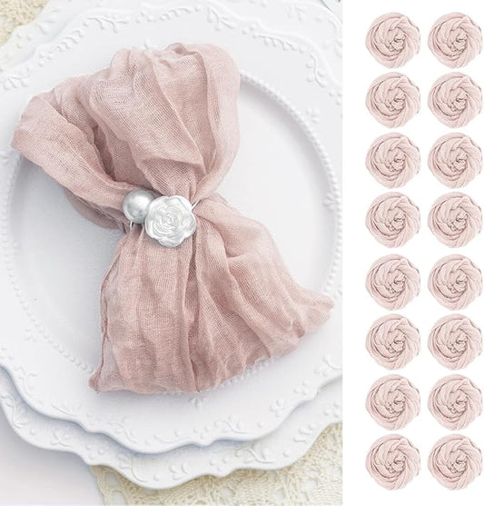 100 Pack Dusty Pink Cloth Napkins 21x21 Inches Dusty Pink Cheesecloth Napkins Set of 100 Washable Dinner Table Napkins for Wedding Bridal Baby Shower Party Rustic Boho Cotton Gauze Party Table Decor