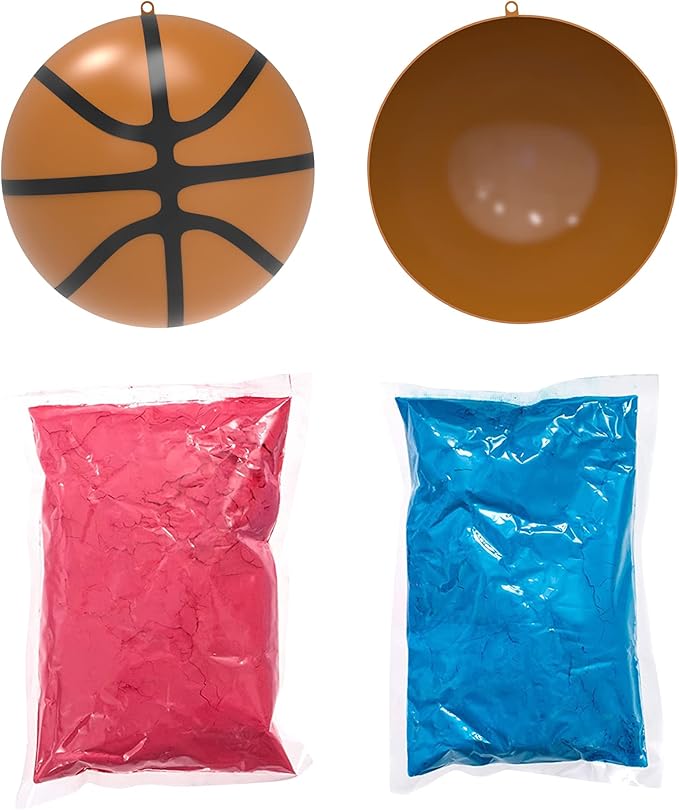 POPUPARTY Gender Reveal Basketball with Pink & Blue Powder, for Baby Boy or Girl Gender Reveal, Party Supplies