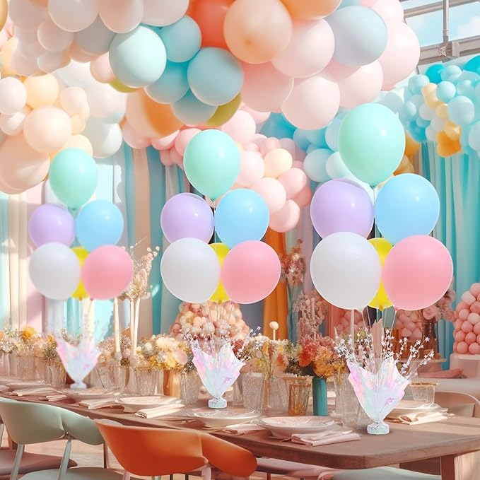 2 Set Pastel Birthday Decorations Rainbow Party Table Balloons Centerpiece Stand Kit for Girls Baby Shower Wedding Prom Graduation Unicorn Theme Table Decorations