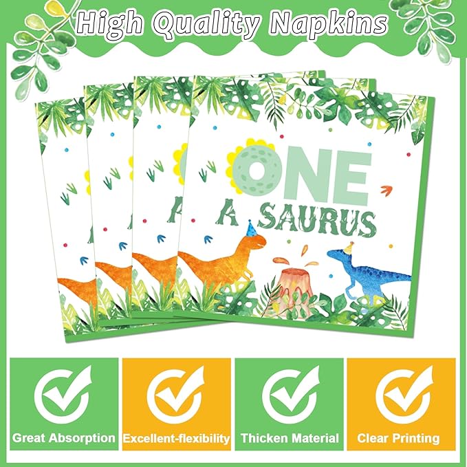 Chunnin 96Pcs One A Saurus Birthday Party Plates and Napkins Dinosaur First Birthday Decorations Tableware Set for 24 Guests Boys Kids Dino Party Supplies