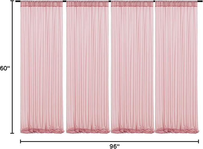 Wedding Backdrop Chiffon Photo Backdrop 4 Panels 5x8ft Dusty Rose Baby Shower Background Birthday Photo Home Party Curtains Backdrop
