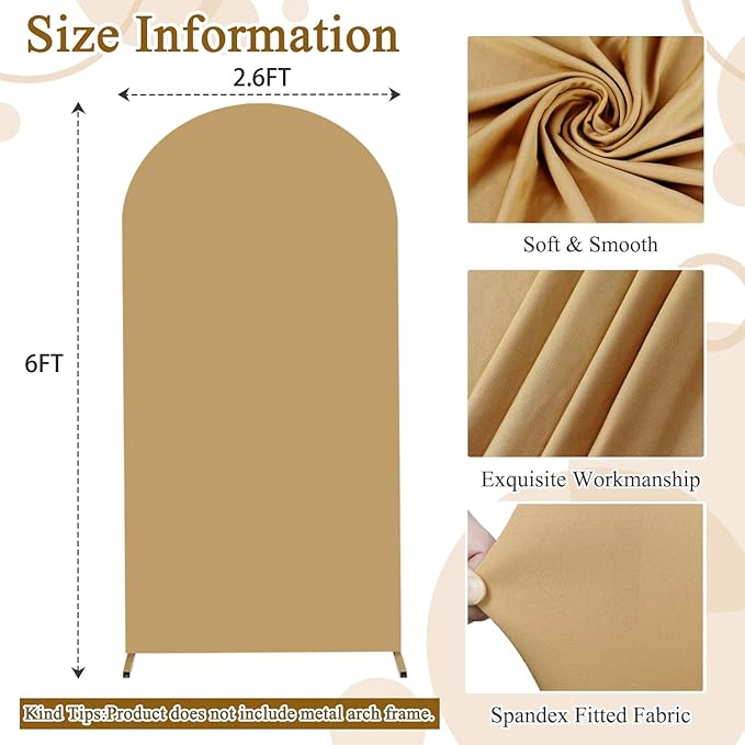 FOTSHARER Brown Arch Cover Wedding Arch Covers Stretchy Backdrop 3.3 x 6.6FT Khaki Chiara Arch Backdrop Stands Cover for Birthday Gender Reveal Party Baby Shower Decoration