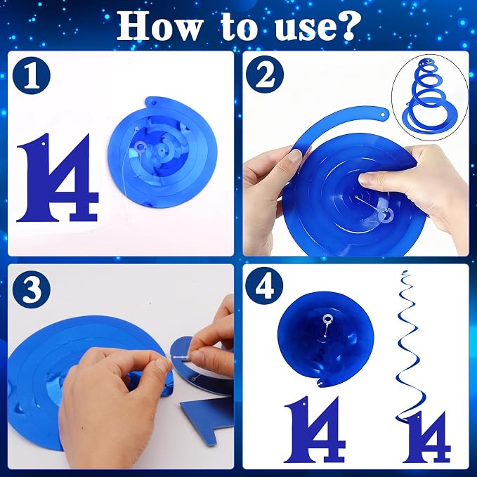 14th Birthday Decorations for Boys Girls, 54 PCS Blue Black Party Decor, 14 Year Old Boy Birthday Party Supplie with Banner Backdrop, Hanging Swirls, Tablecloth, Bruh Its My Birthday Decorations