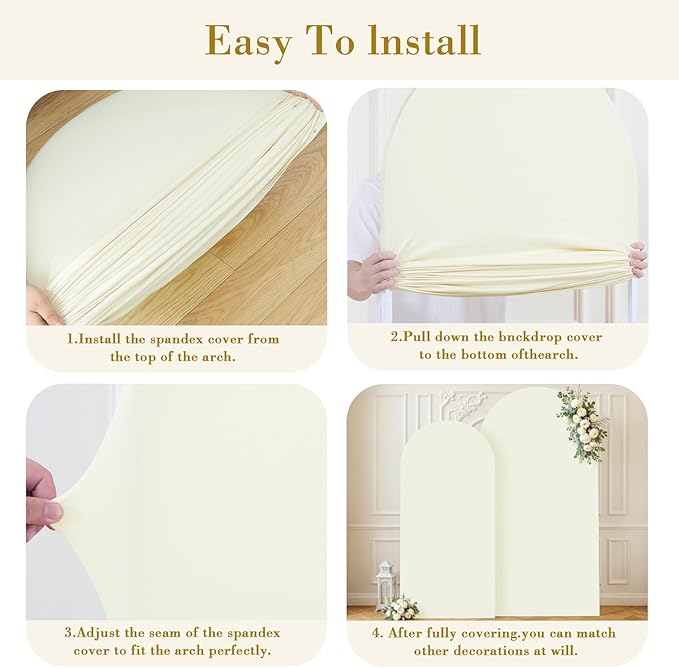 Ivory Arch Cover Set of 2 Spandex 7.2 and 6ft Ivory Arch Backdrop Cover Wedding Arch Stand Covers for Bridal Shower Wedding Baby Shower Birthday Party Ceremony Banquet Photo Arched Background