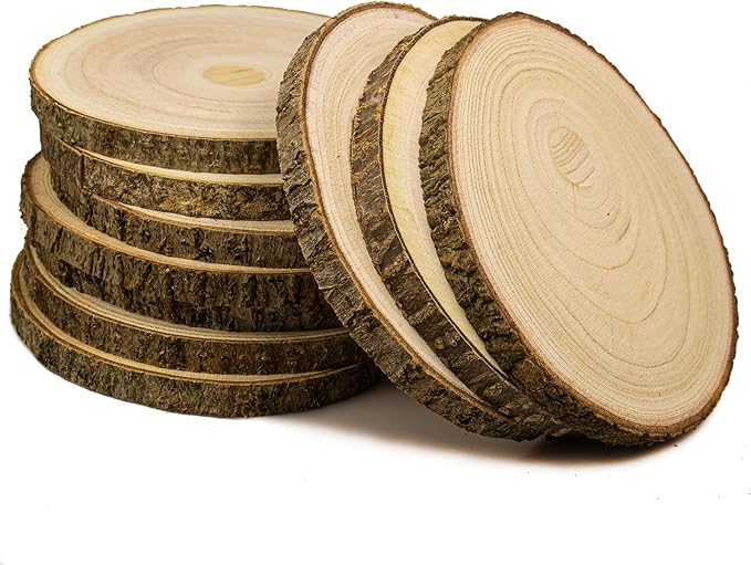 Large Unfinished Wood Slices for Centerpieces 10pcs 6-7 inches Natural Wood centerpieces for Tables Table Decor, Rustic Wedding Centerpieces， Wood Rounds for Crafts, andwood Circles Discs