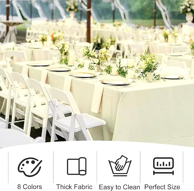 4 Pack Rectangle Tablecloth for 6 Foot Tables Washable Polyester Table Cover for Wedding Dining Table Parties Banquet（60x102 Beige）
