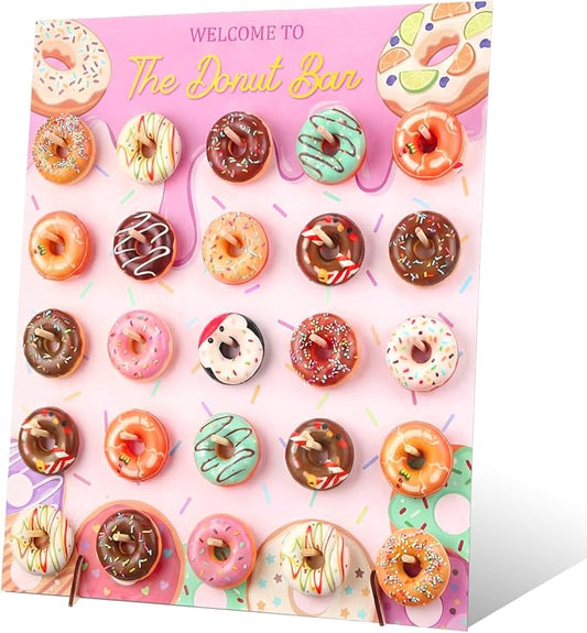 Sawysine Donut Display Stand Wooden Donut Wall Stand Holder 50 Donuts Large Donuts Board Display Bagel Holders for Party Dessert Table Wedding Birthday Baby Shower Supplies (Classic)