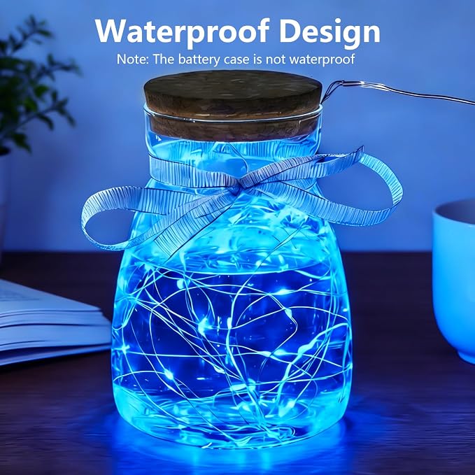 YEGUO Fairy Lights Battery Operated, 6 Packs Each 16ft 50 LED String Lights, Christmas MIni Lights Indoor for Bedroom Wedding Party Holiday Gift(Blue)