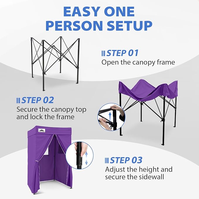 EAGLE PEAK 4x4 Pop Up Changing Tent, Flat Top Changing Room, Purple | Portable, Privacy Tent, Pool Cabana, Dressing Room, Shower & Toilet Use, Opaque Fabric, Instant Setup, Photoshoots, Camping